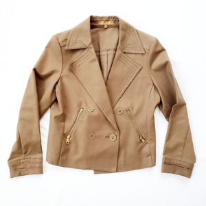 NWOT Ellen Tracy Khaki Double Breasted Cropped Trench Jacket